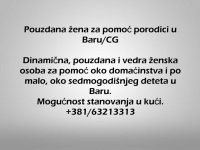 Pouzdana zena za pomoc porodici u Baru/CG :: Održavanje Domaćinstva Tražim Nudim Posao Oglasi Beograd