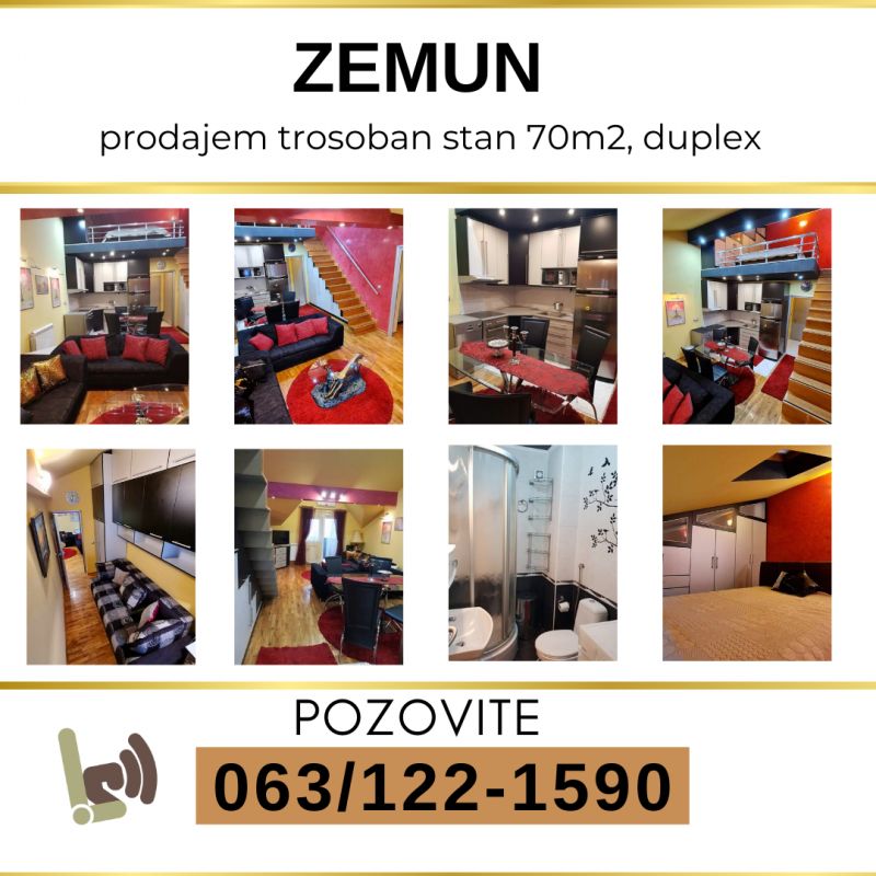 Zemun, na prodaju stan 70m2, duplex, trosoban stan - Prodaja Stan Oglasi Beograd