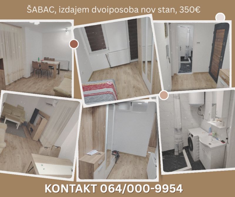 Šabac, izdajem nov dvoiposoban stan 60m - Izdavanje Rentiranje Stan Oglasi Beograd