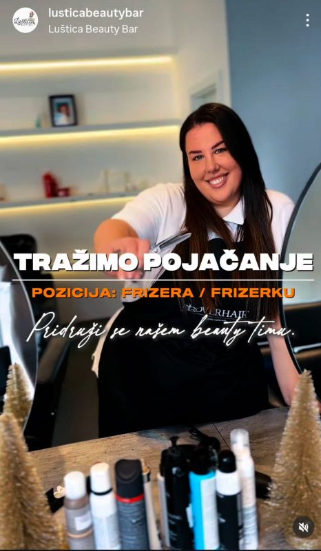 Tražimo pojačanje na poziciji frizera, lokacija Luštica Bay - Briga o Lepoti Tražim Nudim Posao Oglasi Beograd