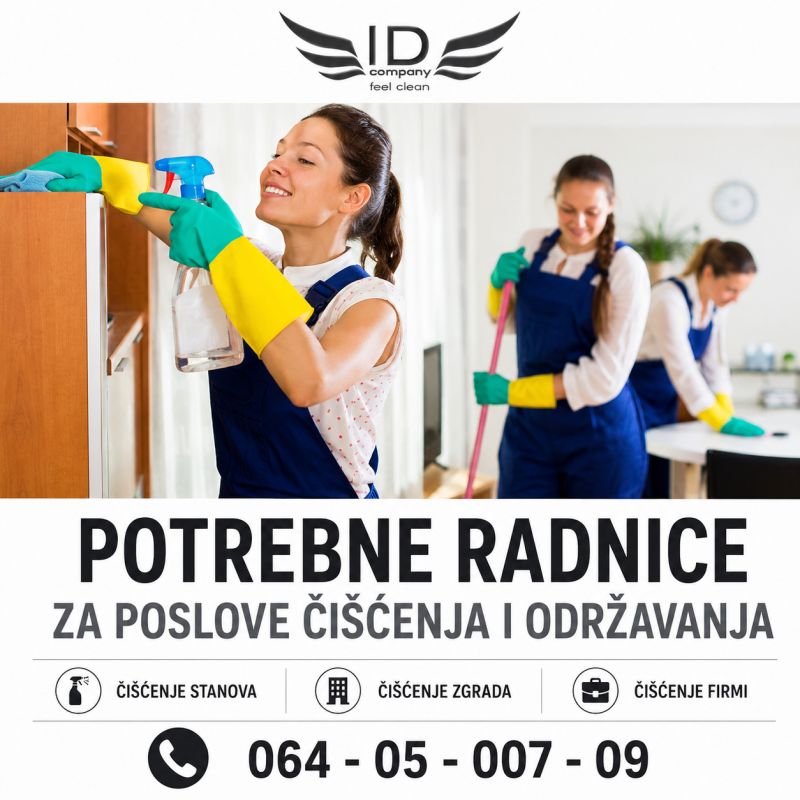 Potrebne radnice za poslove čišćenja i održavanja 60.000-120.000 - Higijenski Poslovi Tražim Nudim Posao Oglasi Beograd