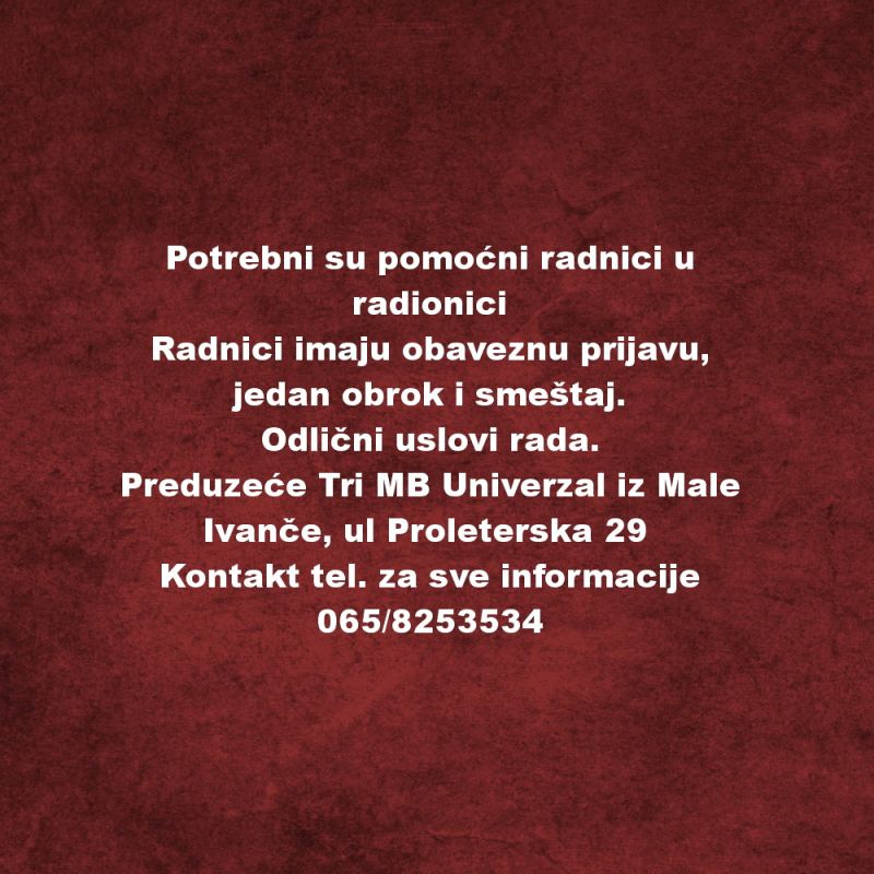 Potrebni su pomocni radnici u radionici - Posao u Proizvodnji Tražim Nudim Posao Oglasi Beograd