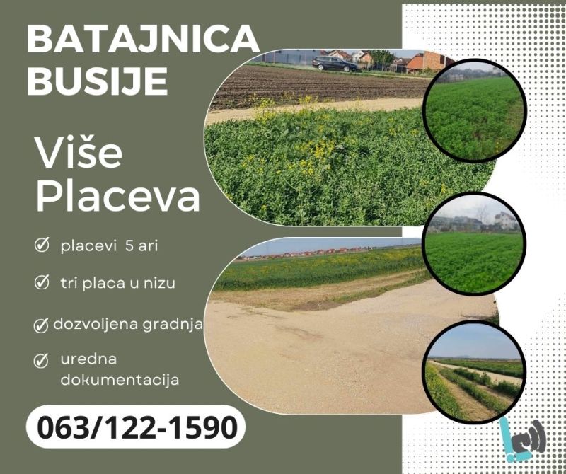 Batajnica, Busije, Male međe, plac 5 ari - Prodaja Plac Zemljište Njiva Oglasi Beograd Batajnica, Busije, Male međe, plac 5 ari - Prodaja Plac Zemljište Njiva Oglasi Beograd