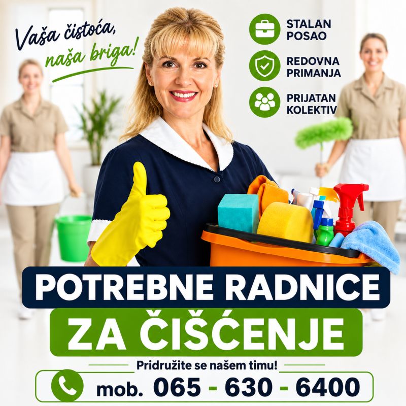 Potrebne radnice za čišćenje 70 - 120.000 - Higijenski Poslovi Tražim Nudim Posao Oglasi Beograd