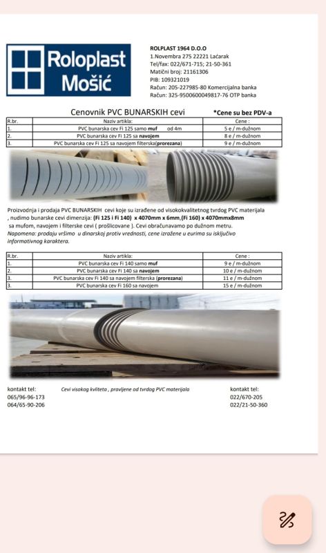 PVC bunarske cevi - Oprema za Navodnjavanje Oglasi Beograd PVC bunarske cevi - Oprema za Navodnjavanje Oglasi Beograd