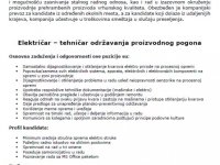 Električar - tehničar održavanja proizvodnog pogona :: Tražim Bilo Koji Posao Oglasi Beograd