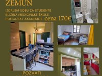 Zemun, izdajem dvokrevetnu sobu za studente :: Izdavanje Rentiranje Soba Oglasi Beograd