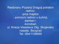 Posao: Pica majstor, pomocni radnici u kuhinji, šankeri i konobari :: Ugostiteljstvo i Turizam Tražim Nudim Posao Oglasi Beograd