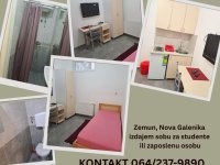 Zemun, Nova Galenika, izdajem sobu za studenta ili zaposlenu osobu :: Izdavanje Rentiranje Soba Oglasi Beograd